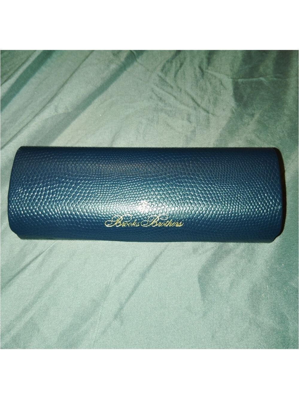 Brooks Brothers Blue Textured Hard Shell Glasses Case Gold Detailing EMPTY